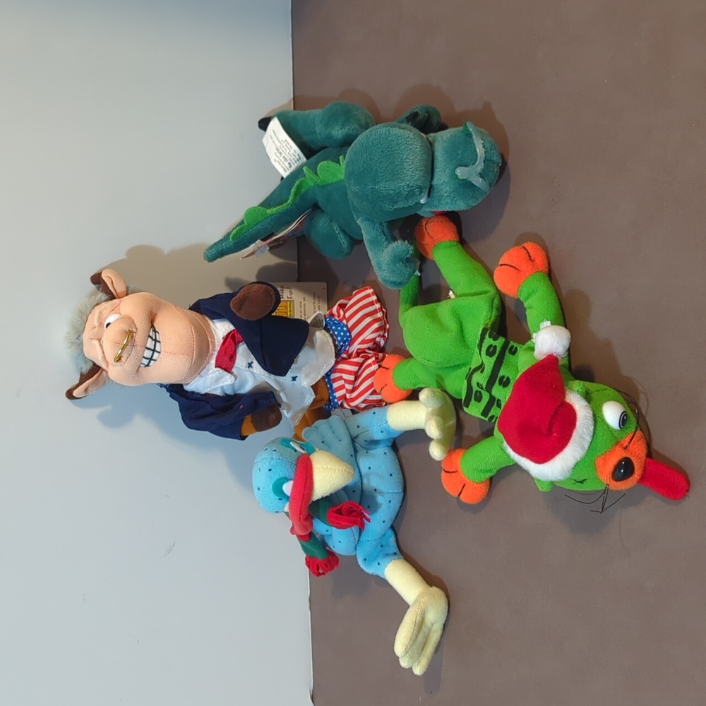 Lot of 1997 1998 Meanies Boris Mucousaurus Splat in hat Bull Clinton Cold Turkey